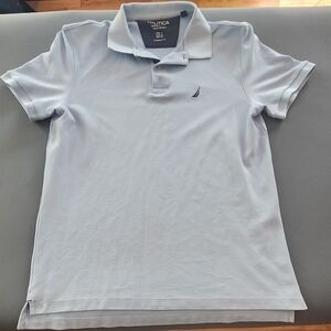 Nautica Performance Deck Shirt Polo Large Light Blue Classic Fit